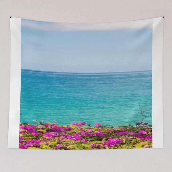 Item preview, Tropical lsland and pink flowers. Beautiful nature. Landscape.  designed and sold by Relaxation  Time.