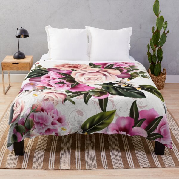 Vista previa del artículo con la obra «Rosas rosa pastel digitales con diseño floral de peonía», diseñado y vendido por WearWolfDesigns.
