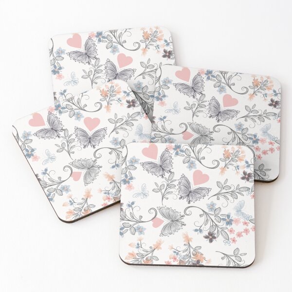 Item preview, Butterflies Floral & Hearts Simple minimalist Design designed and sold by WearWolfDesigns.