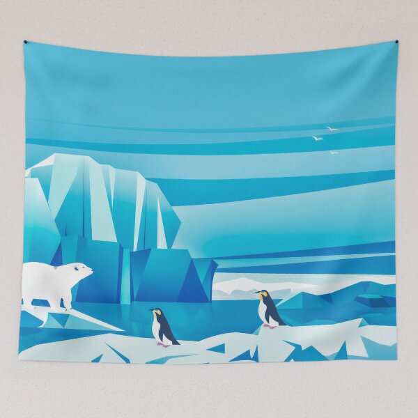 Item preview, Polar bear and penguins on the glacier designed and sold by AlexSin.