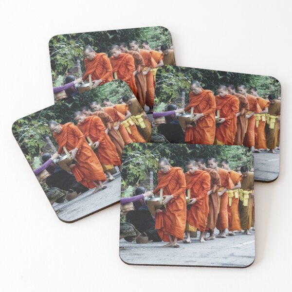 Item preview, Laotian monks receiving alms at dawn designed and sold by Signs for Dark Times.