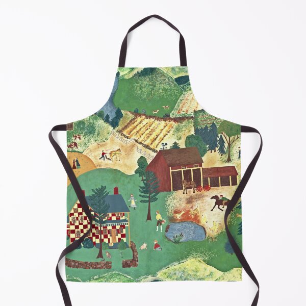 Item preview, Primitive Naïve Folk Art Countryside Farm Scene  designed and sold by StudioTina.
