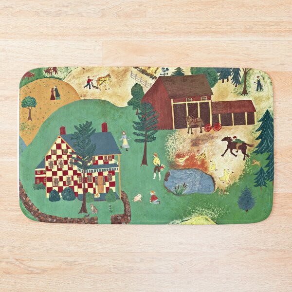 Item preview, Primitive Naïve Folk Art Countryside Farm Scene  designed and sold by StudioTina.
