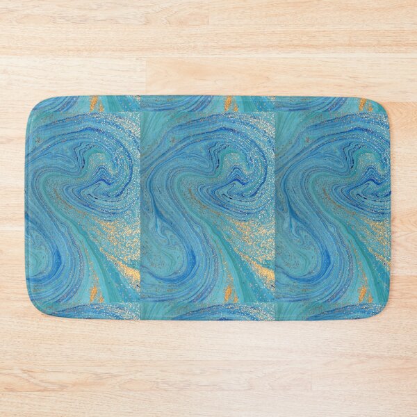 Item preview, Turquoise Blue & Gold Liquid Marble Art designed and sold by newburyboutique.