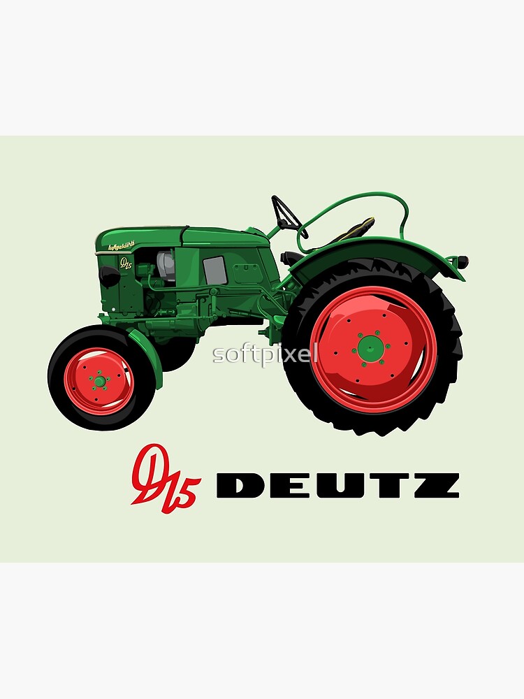 Kunstdruck mit Oldtimer Traktor D15 Deutz Illustration von softpixel