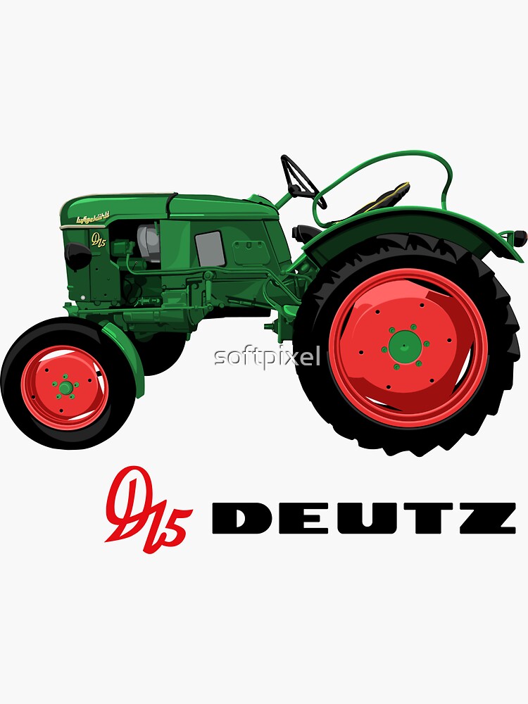Sticker mit Oldtimer Traktor D15 Deutz Illustration von softpixel