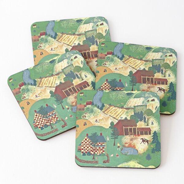 Item preview, Primitive Naïve Folk Art Countryside Farm Scene  designed and sold by StudioTina.