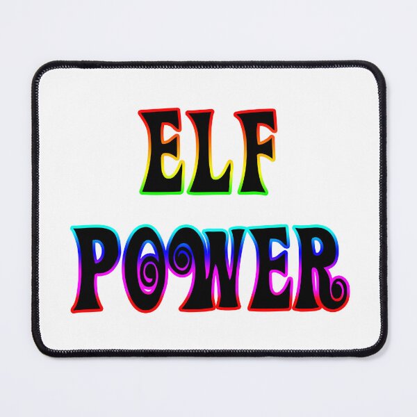 Item preview, "Elf Power" text in retro 1960s Hippie Font, Outlined with Rainbow Colors designed and sold by HBBArtShop.