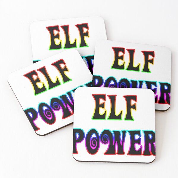 Item preview, "Elf Power" text in retro 1960s Hippie Font, Outlined with Rainbow Colors designed and sold by HBBArtShop.
