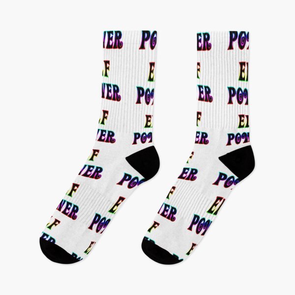 Item preview, "Elf Power" text in retro 1960s Hippie Font, Outlined with Rainbow Colors designed and sold by HBBArtShop.
