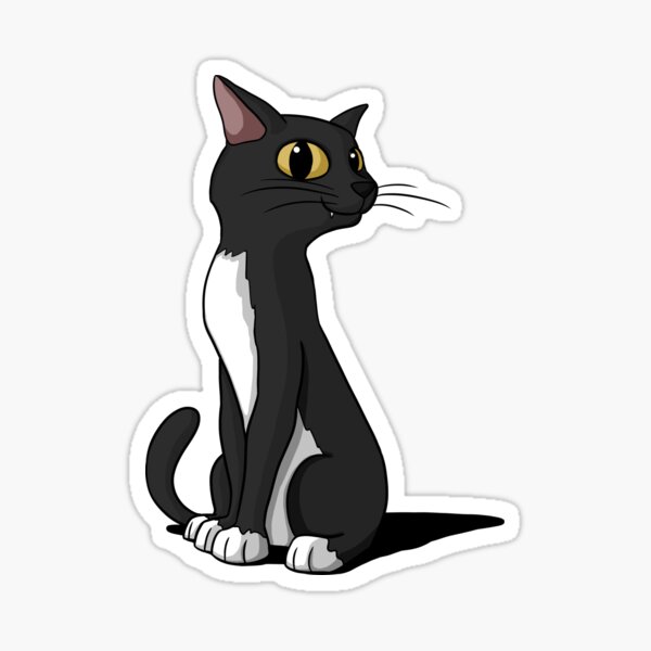 "Cartoon Tuxedo Kitty" Sticker by JasonWendland | Redbubble