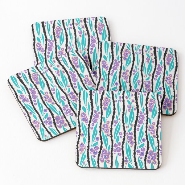 Item preview, Art Nouveau, Purple Floral Leaves Vertical Lines Nature Pattern designed and sold by Jaydee001.