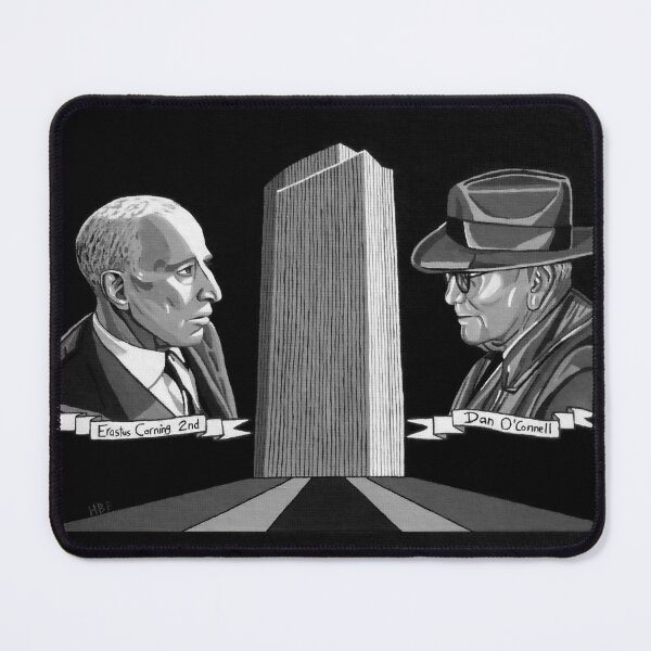 Item preview, Giants of Albany, Erastus Corning 2nd, Corning Tower, and Dan O'Connell, Black and white acrylic painting designed and sold by HBBArtShop.