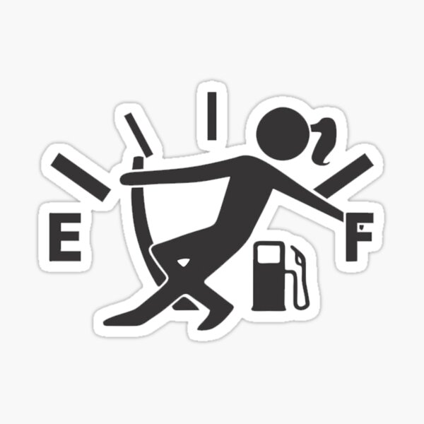 Funny Empty Gas Gauge Girl Pulling needle Sticker