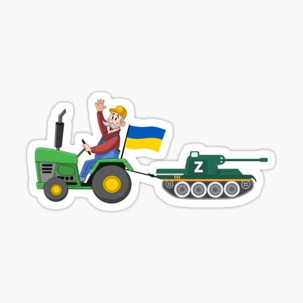Item preview, Ukrainian Tractor Pulling A Russian Tank Ukraine Flag Sticker - Flag Of Ukraine Sticker - Stop War In Ukraine designed and sold by Color World.