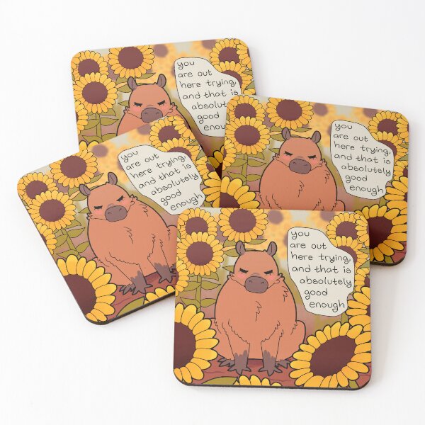 Item preview, "You Are Out Here Trying" Sunflower Capybara designed and sold by thelatestkate.