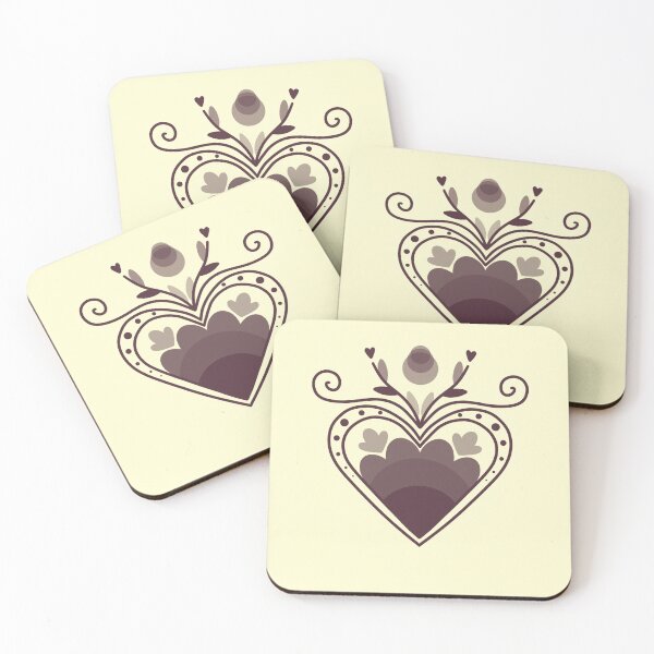 Item preview, Ornamental Heart in Brown and Beige Deer Like Retro Vintage Symmetrical designed and sold by marie-inks.