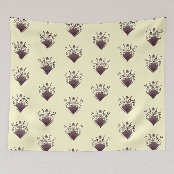 Item preview, Ornamental Heart in Brown and Beige Deer Like Retro Vintage Symmetrical designed and sold by marie-inks.