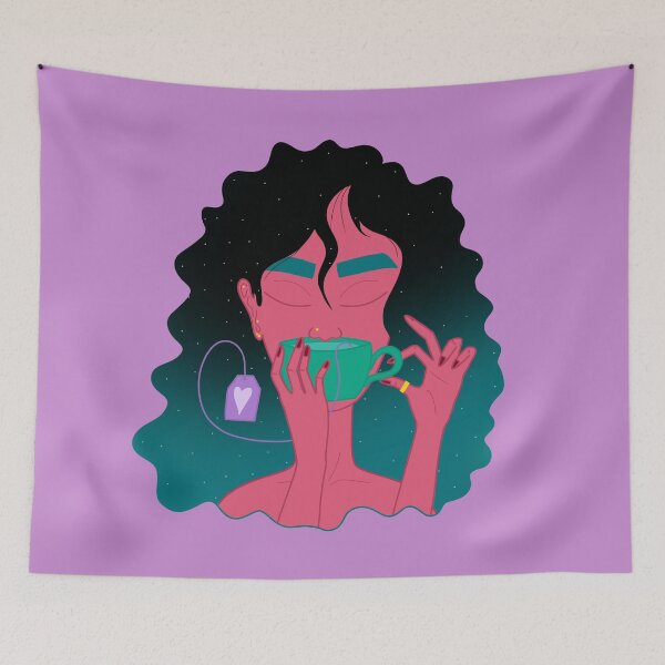 Item preview, Tea Lover with Space Green Hair Cup of Tea and a Ring designed and sold by marie-inks.