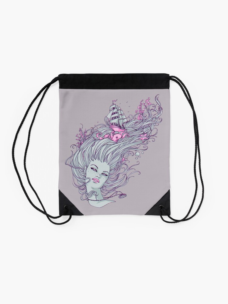 Thumbnail 2 of 3, Drawstring Bag, I Long for the Freedom of the Sea designed and sold by LilyM.