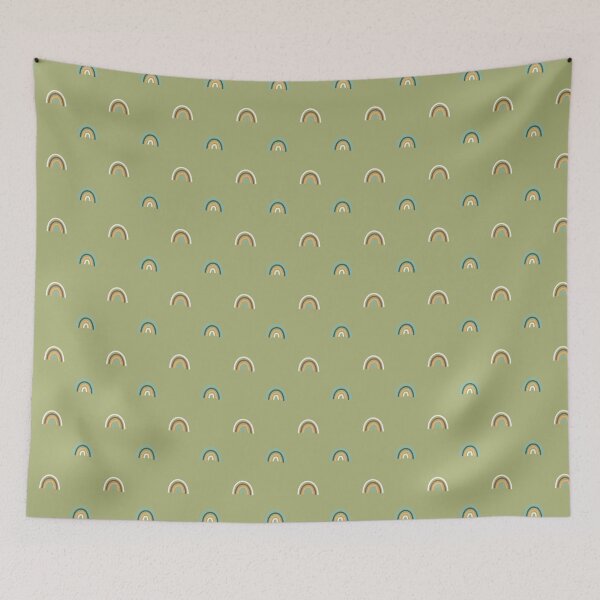 Item preview, Green Rainbows Boho Minimalist Home Decor Pattern designed and sold by delikedesign.
