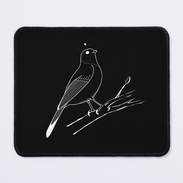 Item preview, Blue tit bird on a branch White Lines Linework with a love heart designed and sold by marie-inks.