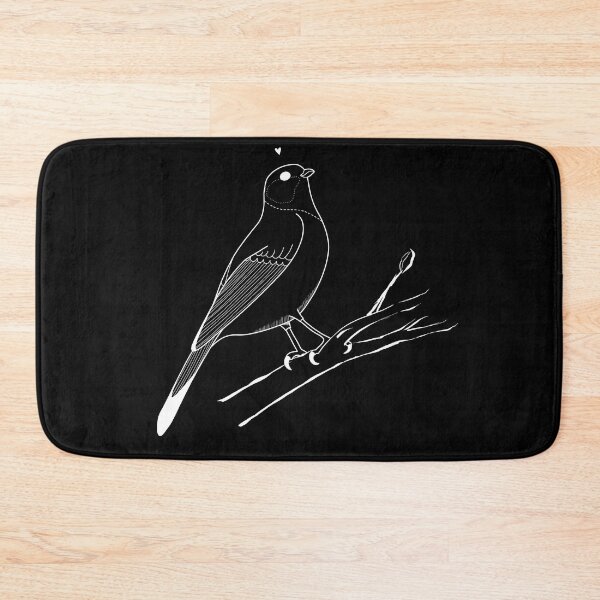 Item preview, Blue tit bird on a branch White Lines Linework with a love heart designed and sold by marie-inks.