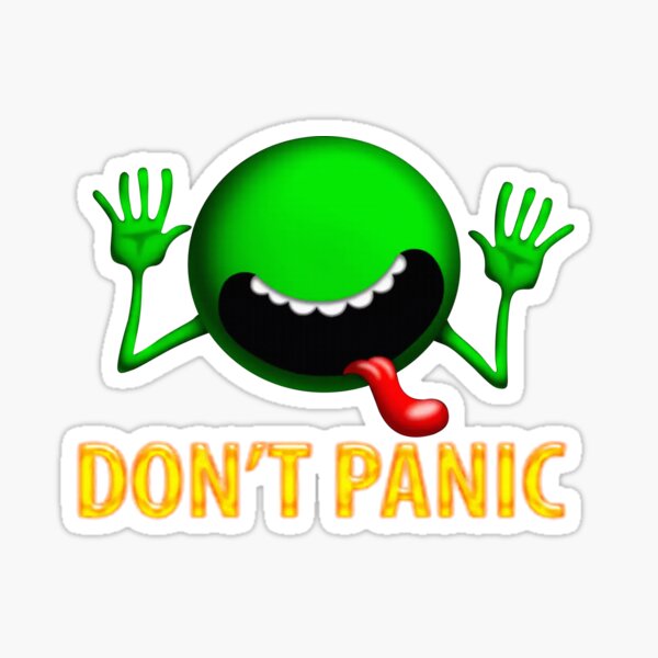 "The Hitchhiker's Guide To The Galaxy Green Guy Meme" Sticker by FXCEFE