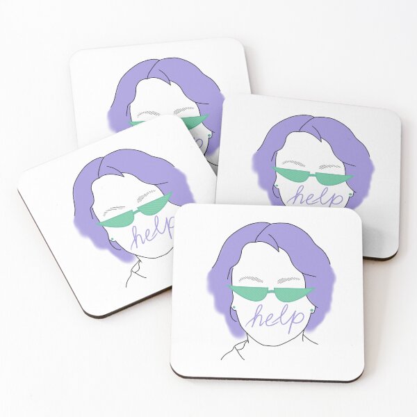 Item preview, Retro Purple Lady with Mint Green Sunglasses and Handwritten Help designed and sold by marie-inks.