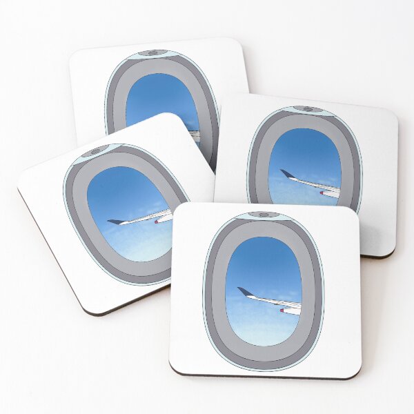 Item preview, Up For a Flight? Plane Window with a View of Clear Blue Sky and a Wing Flying designed and sold by marie-inks.