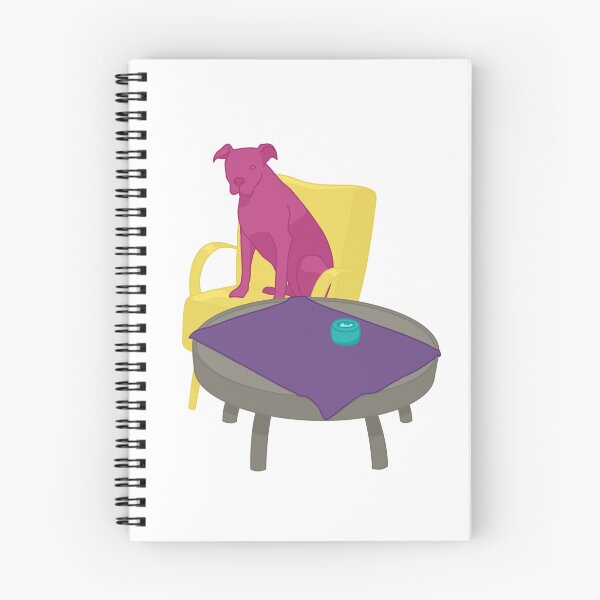 Item preview, One-eyed Pink Dog Waiting for a Coffee Sitting in a Yellow Chair designed and sold by marie-inks.