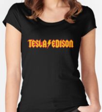 Tesla/Edison vs. AC/DC (Monsters of Grok) Women's Fitted Scoop T-Shirt