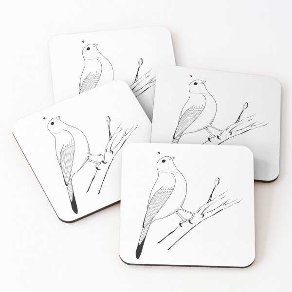 Item preview, Blue Tit Bird on a Branch Lines Only Little Heart designed and sold by marie-inks.