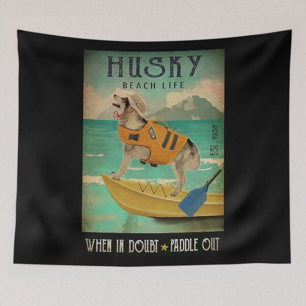 Item preview, husky dog kayaking beach life funny quotes gift designed and sold by Douglafa.