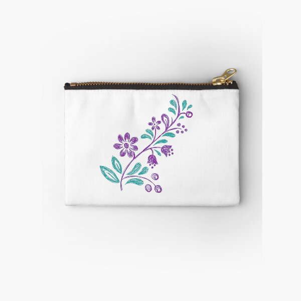 Item preview, Boho folklore flowers purple and mint sketchy ink bohemian designed and sold by marie-inks.