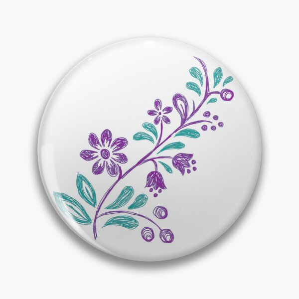 Item preview, Boho folklore flowers purple and mint sketchy ink bohemian designed and sold by marie-inks.