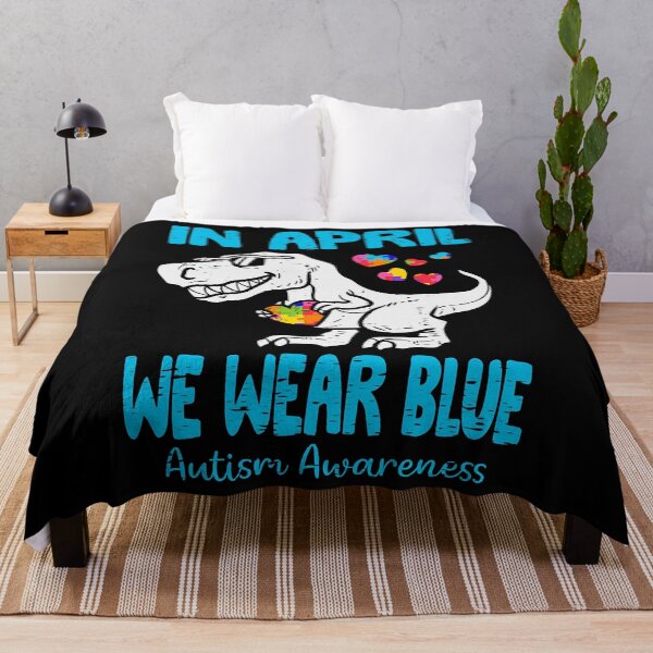 Item preview, In April We Wear Blue T Rex Dinosaur Autism Awareness Month designed and sold by HugheDemeyer.