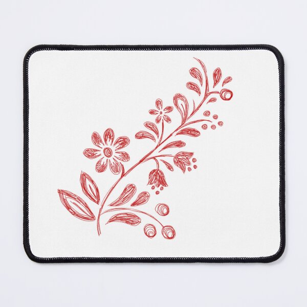 Item preview, Boho folklore flowers sketchy ink red designed and sold by marie-inks.