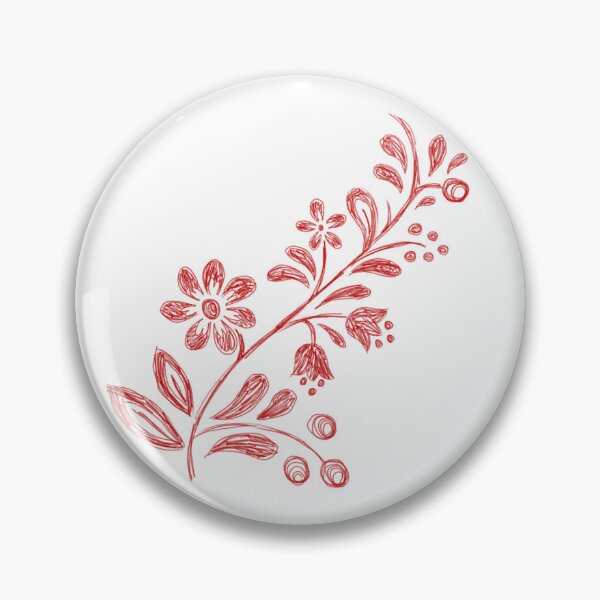 Item preview, Boho folklore flowers sketchy ink red designed and sold by marie-inks.