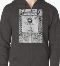 Sudadera con capucha y cremallera John Deere Tractor blanco y negro Chrome Photo Design