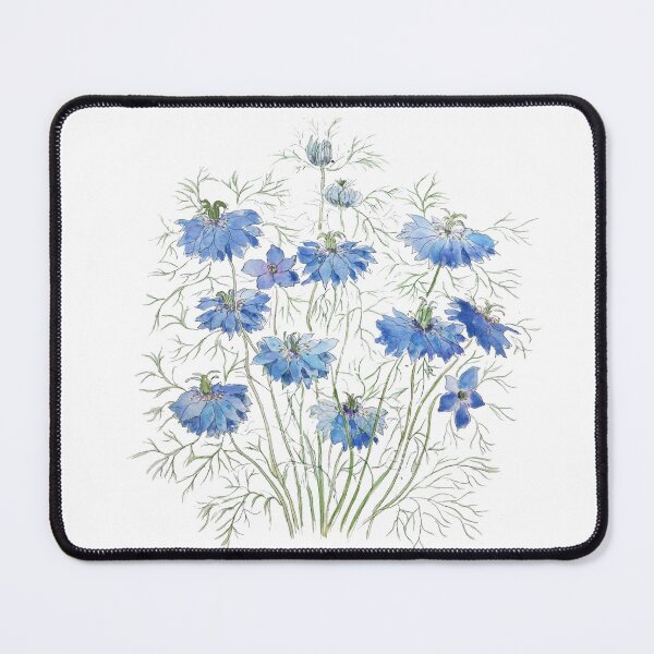Item preview, hand painted blue purple nigella flowers watercolor  designed and sold by SelenePaintings .