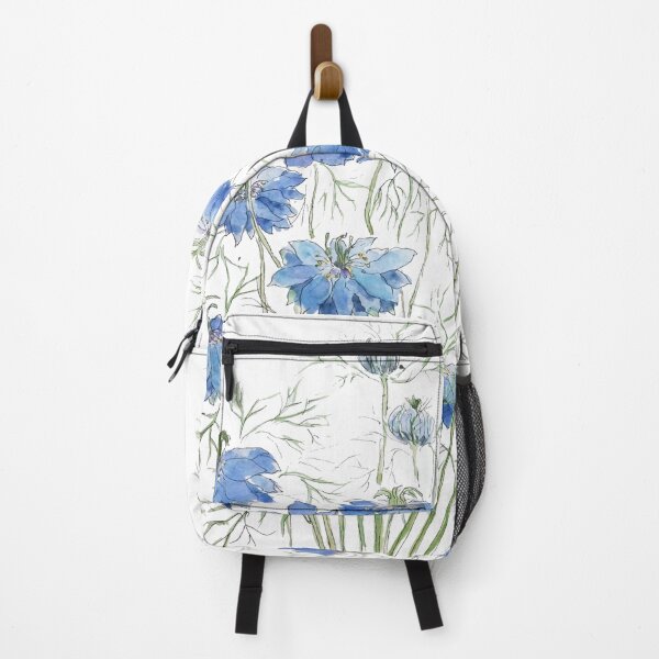 Item preview, hand painted blue purple nigella flowers watercolor designed and sold by ColorandColor.