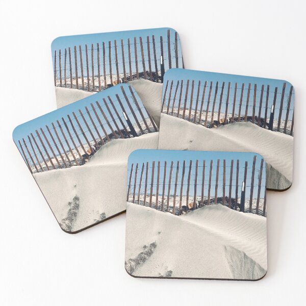 Item preview, Wind-Sculpted Sand Hills With Fence Minimalist Art Photo designed and sold by DEC02.