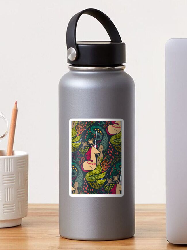 Thumbnail 1 of 3, Sticker, The Mermaid and the Unicorn - Mamara designed and sold by ceciliamok.