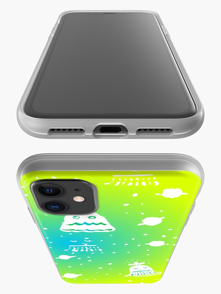 Alternate view of Neon Alien Spaceship Pattern iPhone Case & Cover
