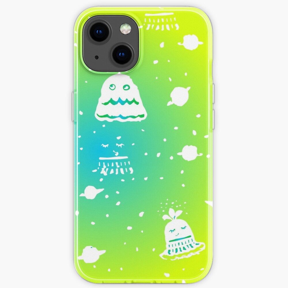 Neon Alien Spaceship Pattern iPhone Case