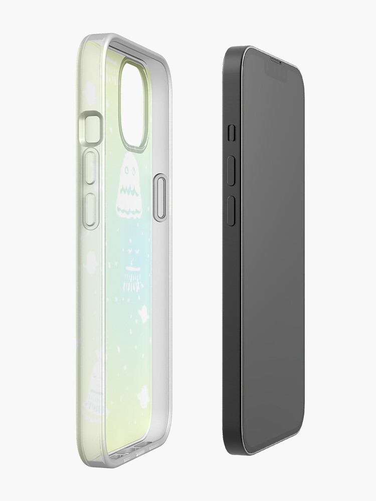Alternate view of Neon Alien Spaceship Pattern iPhone Case