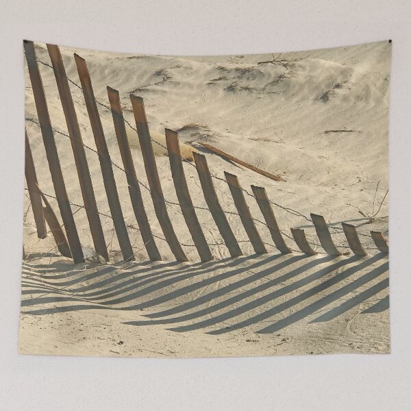 Item preview, Sand With Wooden Fence Minimalist Sepia Art Photo designed and sold by DEC02.