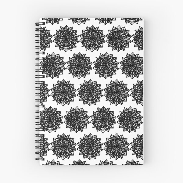 Item preview, White over Black abstract line art flower pattern designed and sold by Wild-Rose-.