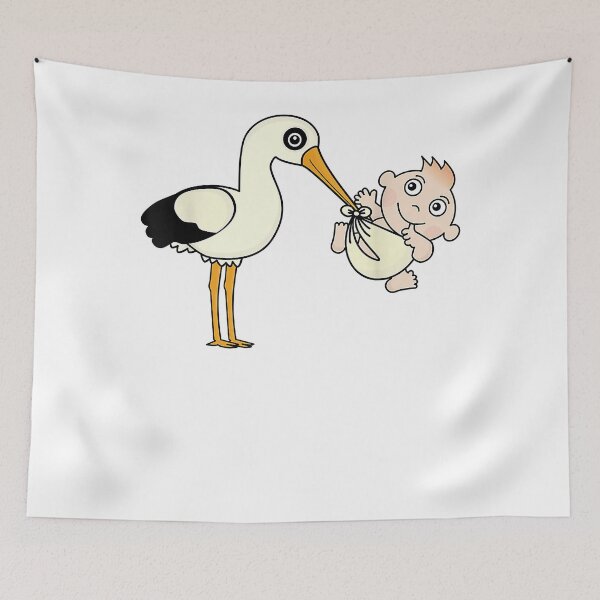 Item preview, Stork Carrying Baby  Cute Newborn Babies Infant  designed and sold by elaniastu.